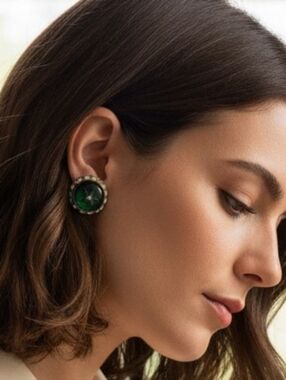 Vintage Green Clip-On Earrings